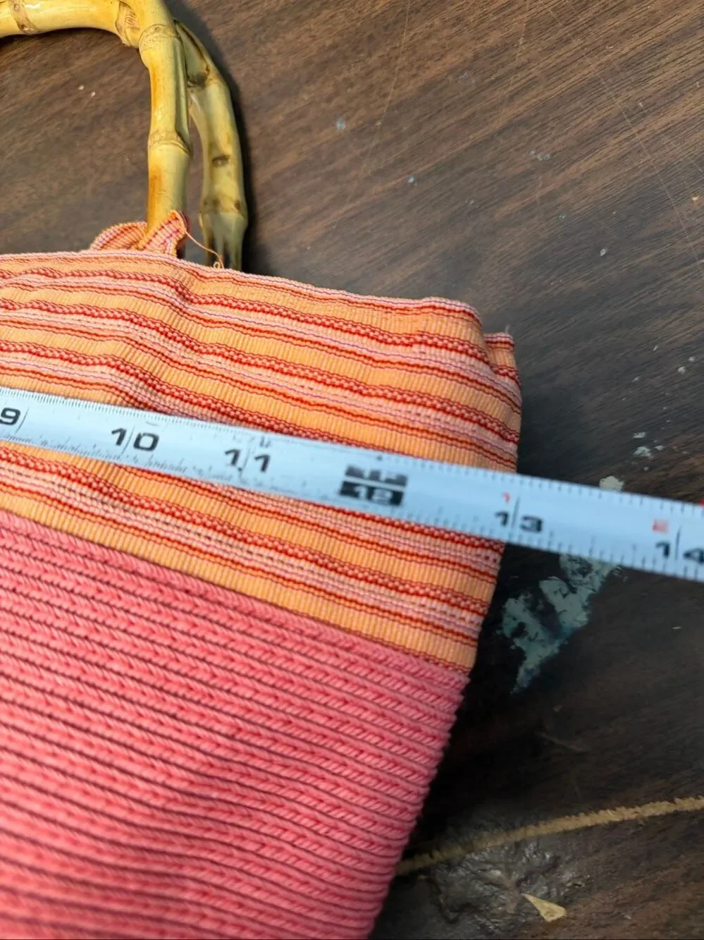 Toucan Collection Coral Woven Bag Bamboo Handles Beach Vacation Purse
